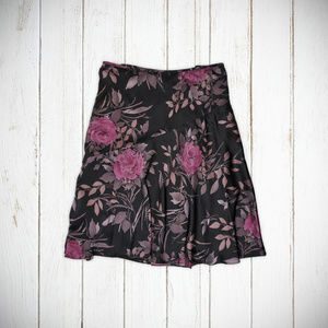 Ann Taylor purple floral silk flare skirt NWOT